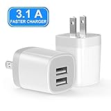 USB Wall Charger, Vogek 3.1A 2-Pack Dual Port USB Wall Charger Universal Power Adapter Compatible with Samsung Galaxy, LG, HTC, Huawei, Moto, Kindle, MP3, Bluetooth Speaker Headset-White