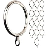 MERIVILLE 14 pcs Satin Nickel 1.5-Inch Inner Diameter Metal Curtain Rings with Eyelets, Fits Up to 1 1/4-Inch Rod