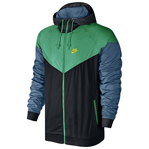 Nike M NSW WR JKT mens athletic-warm-up-and-track-jackets 727324-011_3XL - BLACK/STADIUM GREEN/ELECTROLIME