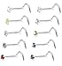ORAZIO 4Pcs 20G Stainless Steel Nose Rings Studs Piercing Ear Body Piercing 1.5mm 2mm 2.5mm 3mm (E:10Pcs (20G,Silver-Tone))