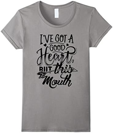 Women's I've Got a Good Heart, but This Mouth Fun Sassy Attitude Large Slate