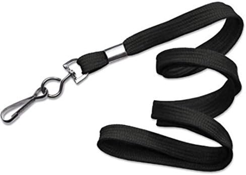 Premium Bulk Lanyards by FANTA5TIC - 100 lanyards unit pack - Flat Black Lanyard 36" with Swivel Hook - Perfect for ID holder,name badge holder, VIP Events, Tradeshows