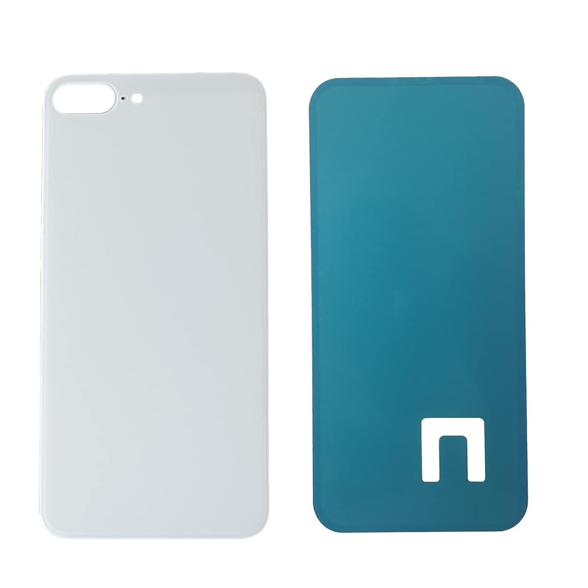 DHLK® Back Cover Glass Rear Housing Glass Replacement compatible with iPhone 8 Plus - NO LOGO (SILVER)