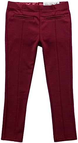 Topprom Topprom Girls School Uniform Skinny Stretch Pants Slim Pull On Jagging Legging(5Y, Wine Red)