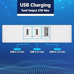 LIDER Outlet Extender with 6 Receptacles, USB-A and
