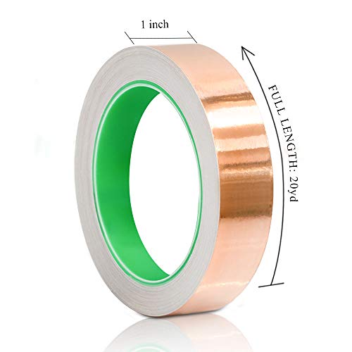 Copper Foil Tape with Double-Sided Conductive, for Guitar, EMI Shielding, Stained Glass, Soldering, Electrical Repairs, Paper Circuits, Grounding and Crafts