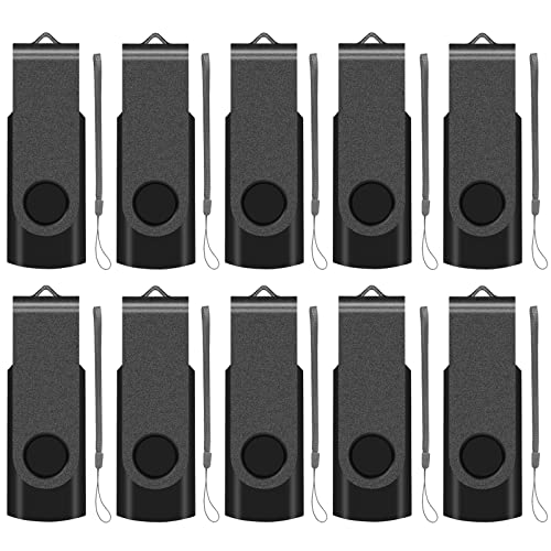 USB Stick 32GB 10 stück Speicherstick USB 2.0Transmemory Memory Stick (Schwarz)