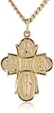 Men's 14k Gold-Filled 4-Way Medal Pendant Necklace with Gold Plated Stainless Steel, 24