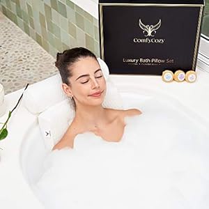 ComfyCozy-Luxury-Bath-Pillow-Set-With-3-Crystal-Bath-Bombs-And-Exfoliating-Loofah-Bathtub-Cushion-Pillows-4-Suction-Cups-For-Neck-Back-Support-Relaxation-Pamper-Gifts-Spa-Package-Sets ComfyCozy Luxury Bath Pillow Gift Set With 3 Crystal Bath Bombs And Exfoliating Loofah | Bathtub Cushion Pillows For…
