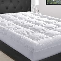 MASVIS King Mattress Topper with 8-21"Deep Pocket-2" Thick Double Border Breathable Down Alternative Fiber Mattress Pad (King, White)