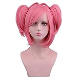Yilys Short Pink Halloween Costume Wig With 2 Ponytails For Woman and Girls