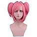 Yilys Short Pink Halloween Costume Wig With 2 Ponytails For Woman and Girls