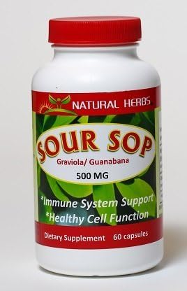 Sour Sop Capsules, Pure Graviola - 1000mg Graviola Plant Leaf and Stem - The Rainforest's Powerful Immune System Booster 100 Caps by NATURAL HERBS