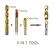 JKDRILL 6pcs 1/4 Hex Shank Titanium Plated M3-M10 ＨSS Screw Thread Metric Tap Drill Bits , Combination Drill and Tap Set