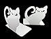 Winterworm Cute Vivid Lovely Persian Cat Nonskid Thickening Iron Metal Bookends Book Organizer for Library School Office Home Study Desk Organizer (White)