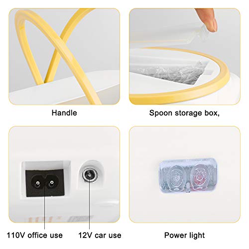 LOHOME Electric Heating Lunch Box Car Home Office Use Food Warmer Portable Bento Meal Heater with Stainless Steel Container 110V and 12V Dual Use (Yellow)