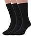 Air Dress Socks, 3 pack European Diabetic Cotton Black Socks - Top Relaxed Grip (M)