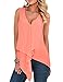 Flora Florida Womens Tanktop Deep V Chiffon Irregular Casual Flowy Tunic Tops