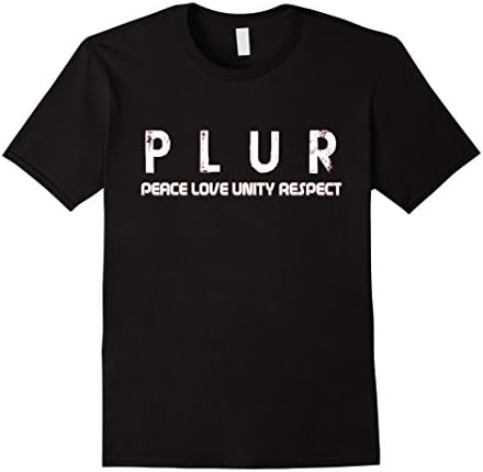 Men's Peace Love Unity Respect PLUR positive EDM dance T-shirt Large Black