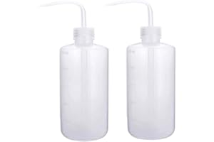 500ml Plastic Safety Wash Bottle, Transparent White Lab Squeeze Bottle with Narrow Mouth and Scale Labels, Squirt Bottle For 