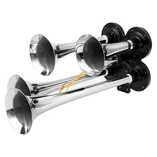 image for Kaluo 1.6 Gallon 4 Trumpet 150DB Vehicle Air Horn 12 V Blue Air Compre