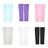 STONCEL 6 Pairs UV Protection Cooler Arm Sleeves for Bike/Hiking/Golf (Black,White,Pink,Purple,Gray & Light Blue Color)