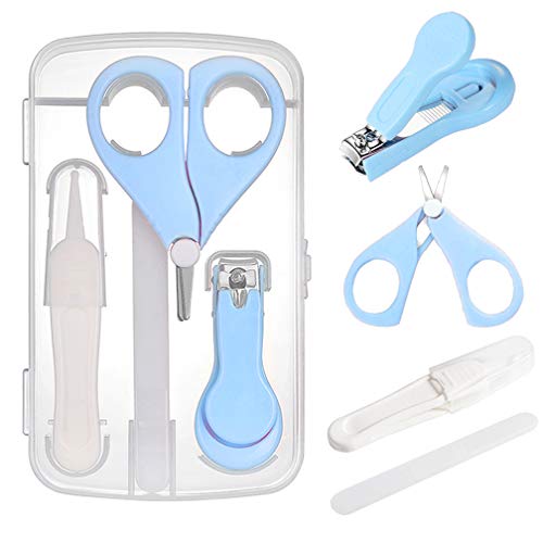 Baby Nail Kit Baby Care Products Baby Grooming Kit Clippers & Scissor & Filer & Tweezer Baby Manicure Kit Pedicure kit for Newborn, Infant & Toddler (Blue)