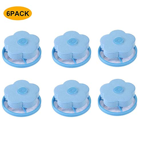 Washing Machine Filter Bag,Mesh Bag Hair Filter Net,Reusable Washing Machine Filter,Portable Hair Catcher Hair Removal Laundry Ball for Washing Machine Blue Pink (6pcs Blue)
