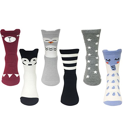 AllyDrew Little Animal Tube Socks, 18-24 months (Set of 6), LILAN03