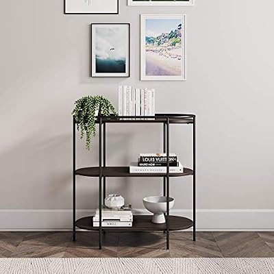 Nathan James 62001 Paloma Unique Entryway Console Table 3 Shelves Etagere Bookcase Small Modern Oval Shelf Bookcase Oak Black Buy Online At Best Price In Uae Amazon Ae