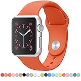 FanTEK Apple Watch Band Soft Silicone Sport Style Replacement iWatch Strap for Wrist Models - 38 mm - Small/Medium - Orange
