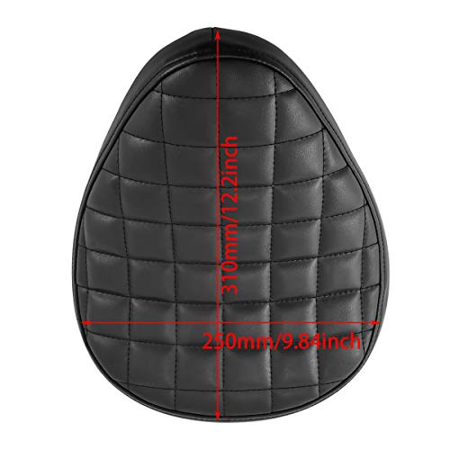 TUINCYN Leather Motorcycle Solo Seat Kit with Spring Soft Comfortable Black Motorbike Rear Pad Saddle with Square Pattern for Harley Davidson Sportster Bobber Chopper Honda Yamaha Kawasaki(1 Piece)