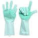CleanEasy Dishwashing Gloves, Silicone Dish Scrubber - Gloves for Cleaning The Home, Kitchen, Bathroom Cleaning, Car Wash, Pet Grooming - Two Sided, 1 Pair, Teal