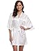 Aibrou Women/'s Kimono Robes Satin Pure Colour Short style with Oblique V-Neck, White, XX-Large