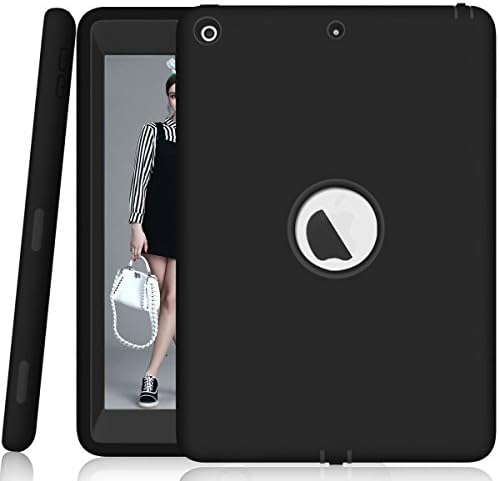 New iPad 9.7 Inch Case,New ipad 9.7 2017 case Darmor [Heavy Duty] [hybrid] PC+Silicon Hybrid Protective Three Layer Armor Defender Full Body Protective Case for New ipad 9.7 2017 Black