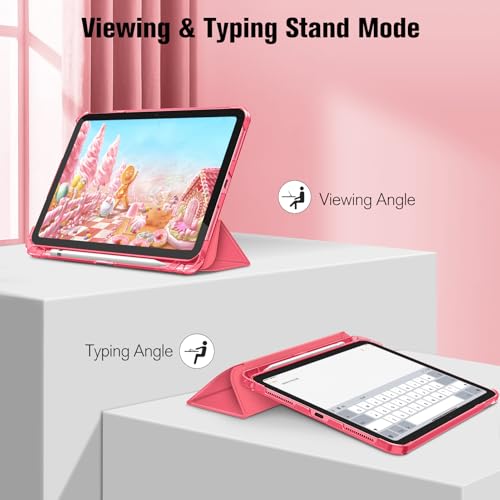 FINTIE Case for iPad (A16) 11th Generation 11 Inch (2025), iPad 10th Generation 10.9 Inch (2022) - Ultra Slim Cover with Matte Back Shell Built-in Pencil Holder, Auto Wake Sleep, Pink