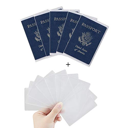 Owfeel 5pcs Frosted Plastic Passport Cover Passport Protector+10pcs