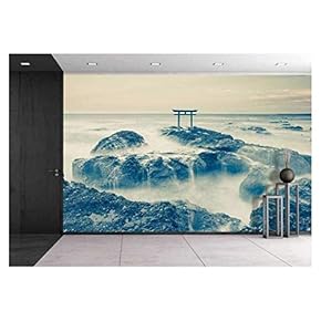 Traditional Japanese Gate and Sea - Canvas Art Wall Decor - 66"x96"