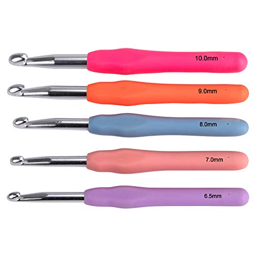 Crochet Hooks Set,14 PCS Ergonomic Soft Grip Handles Knitting Needles Kit with Case for Arthritic Hands,2mm-10mm Extra Long Knit Needles Weave Yarn Set, Best Christmas Gift for Women Kids
