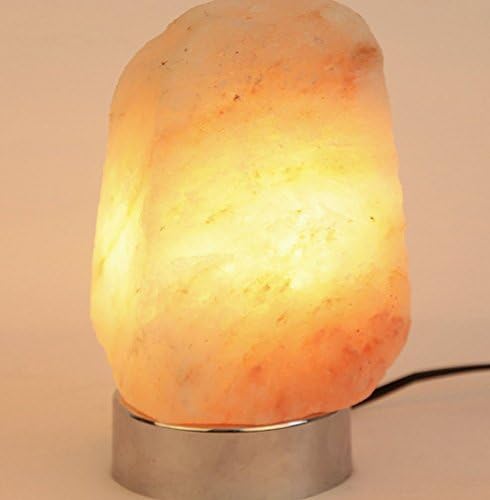 DIA Natural Himalayan Crystal Salt Lamp(4-8LB) Natural Air Purifier Bedroom Lamp: Silver ABS Base, Touch Brightness Dimmable Control, 2 Bulbs and UL- Listed Cord