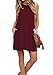 VIISHOW Women's Tunic Swing T-Shirt Dress Sleeveless Pockets Dress, Wine Red, X-Large