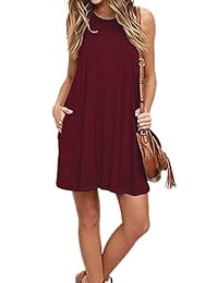 Vestido casual sin mangas con cuello redondo y una línea de Viishow para mujer con bolsillo