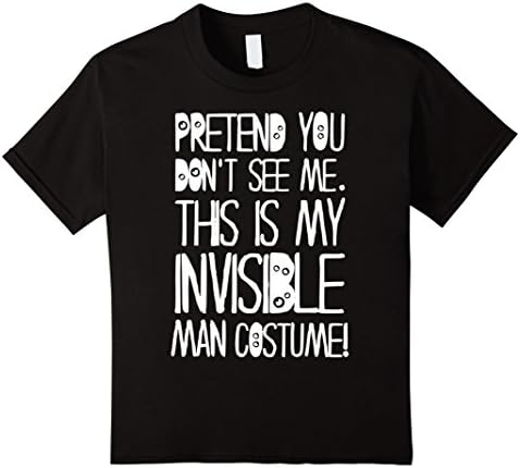 Kids Halloween Outfit T-Shirt / Invisible Man Costume Tee Shirt 10 Black