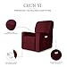 CHUN YI Stretchable Recliner Cover 1 Piece Jacquard Chair Slipcover with Elastic Band, Spandex Sofa Replacement with Side Pocket for Living Room(Wine)