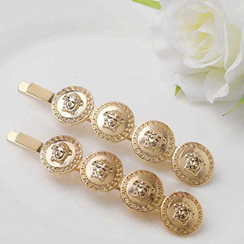 Yalice Coin Bobby Pins Barrettes Bride Hair Clips Wedding Hair Accessories for Women and Girls 2Pcs (Gold) - Thumbnail 3
