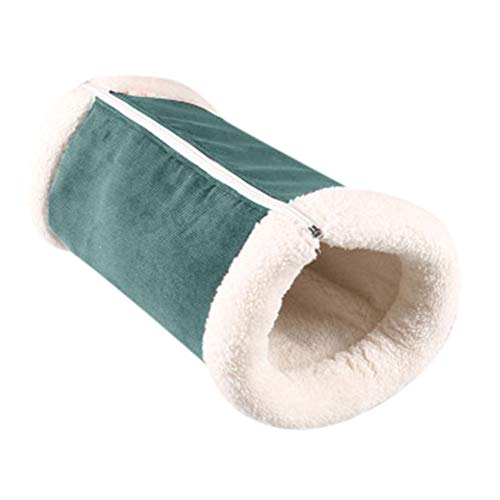 Cat Sleeping Bag, Inkach Tent Bed Liner Mat for Small Dogs Comfy Cave Pet House Soft Fleece Tunnel Winter Warm Nest Cover (L, Green) - Thumbnail 5