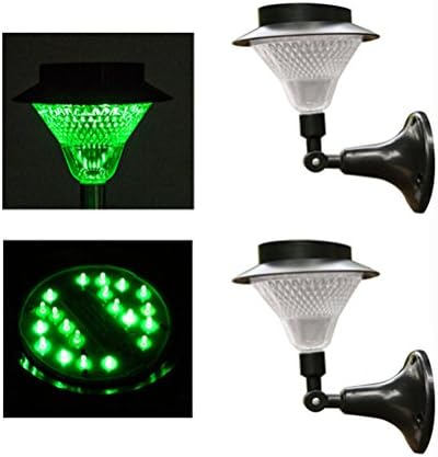 2Pack WSMY 28LED Solar Wall Lights Solar Powered Pillar Lamp for Wall Mount Garden Lawn Patio Path Yard (Solar Wall Mount Lamp, Green)