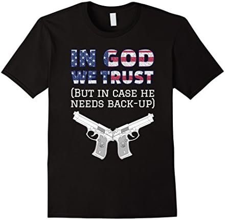 Mens America Flag Gun Shirt - In God We Trust - ON SALE TODAY Medium Black