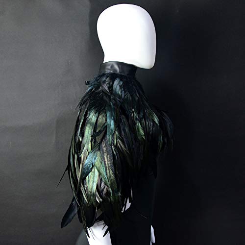 homelex gothic black natural feather cape shawl with choker collar
