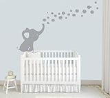 MAFENT One lovely Elephant Blowing Bubbles Wall Decal Vinyl Wall Sticker for Baby Nursery and Kids Room Wall Stickers .Finish size:51